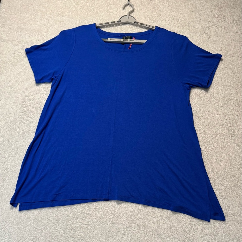 Cynthia Rowley Flowy Short Sleeves Top Size 3X Blue New